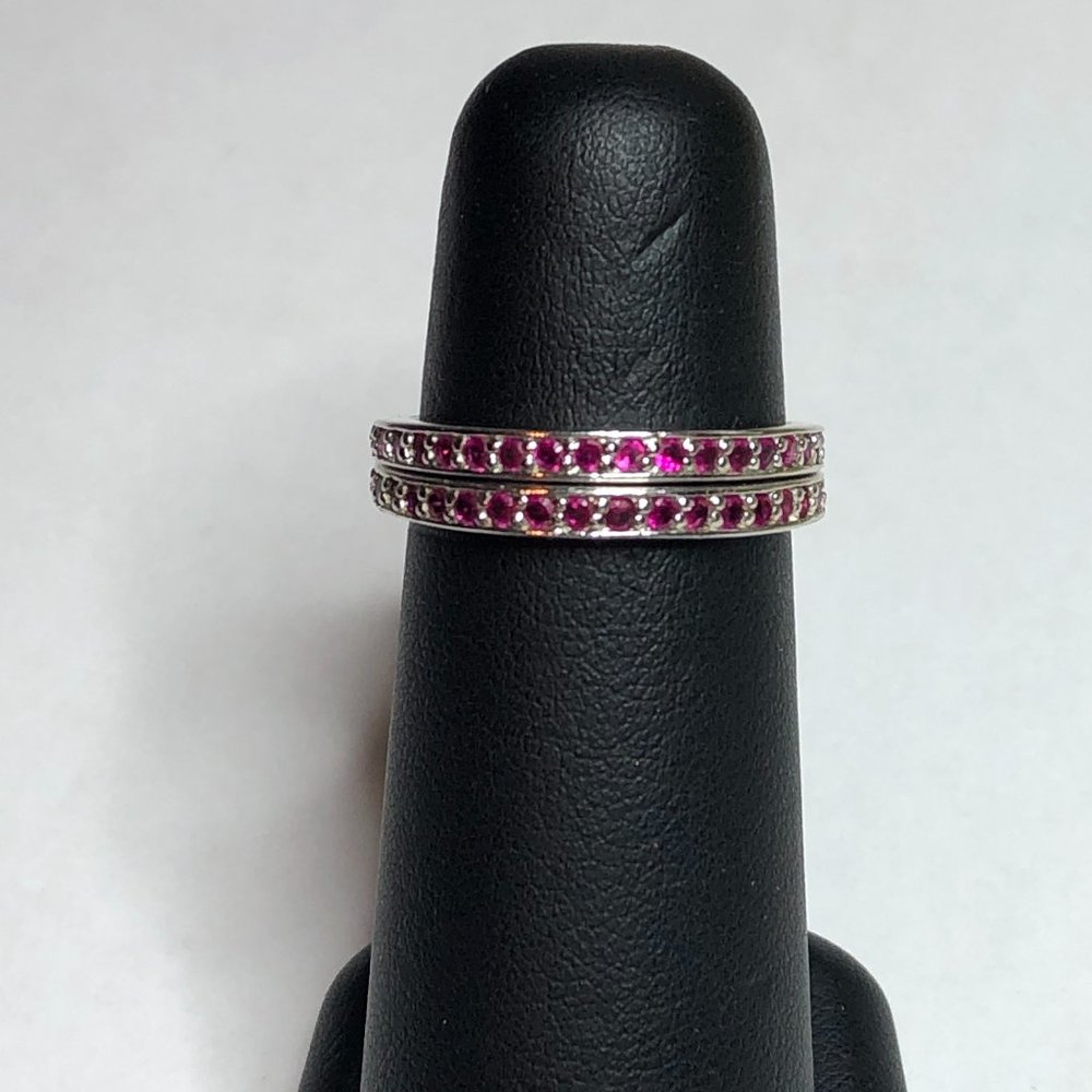2 Sterling Ruby Band Rings
